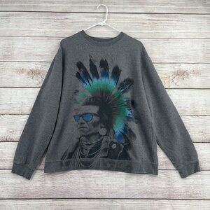 Rook Sunglasses‎ Native American Crew Neck Sweatshirt Adult Size Large Gray